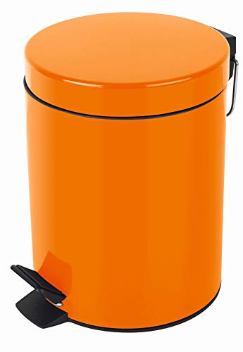 Spirella Kosmetikeimer Sydney Orange Mülleimer Treteimer Abfalleimer - 5 Liter – mit herausnehmbaren Inneneimer von Spirella
