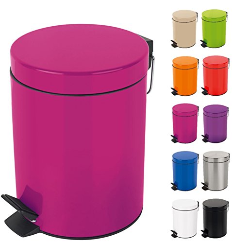 Spirella Kosmetikeimer Sydney Pink Mülleimer Treteimer Abfalleimer - 3 Liter – mit herausnehmbaren Inneneimer von Spirella