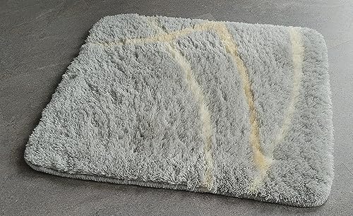 Spirella Motion Manhattan tappetino des Bad, 100% Acryl, Farbe: Grau, Gelb, Weiß, 55 cm x 65 cm von Spirella