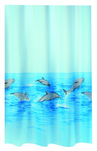 Spirella Nemo Acqua Polyester-Duschvorhang 180x180 cm blau/grau/türkis von Spirella