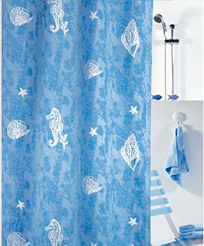 Spirella Poros Acqua Duschvorhang - Hell Blau 180 x 200 cm. Hochwertige Textil Markenware von Spirella