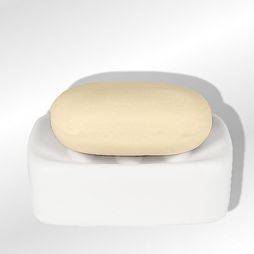 Spirella Seifenschale Steinoptik dekorative Badausstattung Seifenablage RETR Maße: 11 x 11 x 3 cm - Weiß matt von Spirella