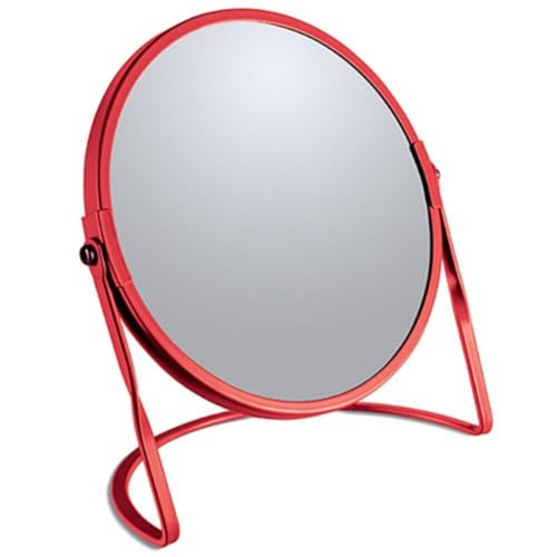 Spirella Schminkspiegel Kosmetikspiegel Badezimmerspiegel Akira 5-Fach Vergrößerung-matt Rot, Rouge Mat, Unique Size von Spirella