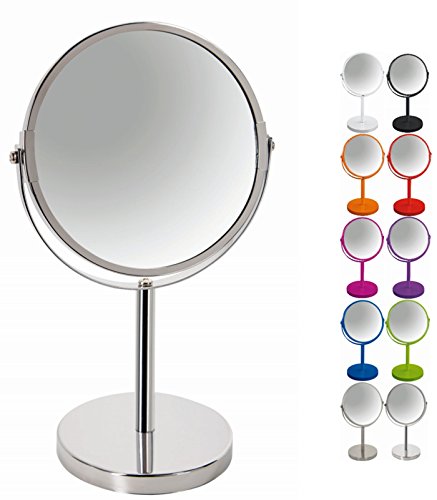 Spirella Schminkspiegel Kosmetikspiegel Standspiegel Badezimmerspiegel Sydney 2-Fach Vergrößerung - Ø 17cm - Silber glänzend von Spirella
