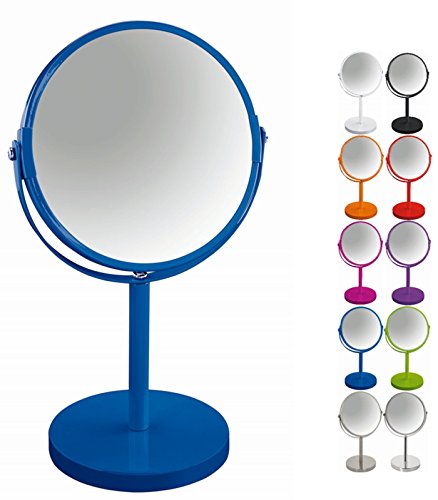 Spirella Schminkspiegel Kosmetikspiegel Standspiegel Badezimmerspiegel "Sydney" 2-Fach Vergrößerung - Ø 17cm - Blau von Spirella