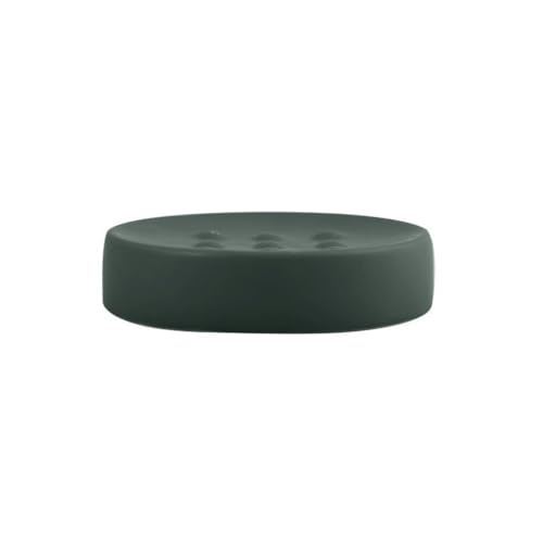 Spirella Seifenschale Steinoptik dekorative Badausstattung Seifenablage Tube Maße: 11 x 11 x 3 cm - Dunkelgrün matt, Green von Spirella