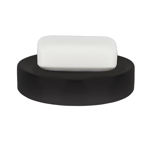 Spirella Seifenschale Steinoptik dekorative Badausstattung Seifenablage Tube Maße: 11 x 11 x 3 cm-Schwarz matt, Black von Spirella
