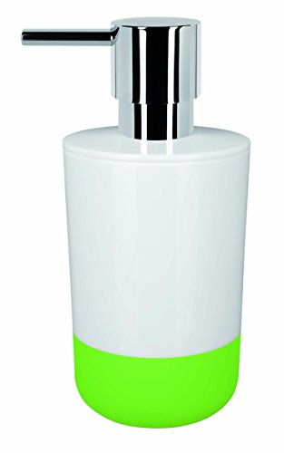 Spirella Seifenspender Moji Flüssigseifen-Spender mit Silikon gegen verrutschen, Fassungsvermögen 300 ml - 7,5 x 7,5 x 16,5 cm - Weiß/Grün von Spirella