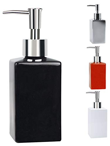 Spirella Seifenspender Quadro Porzellan Flüssigseifen-Spender 300ml Schwarz, Unique von Spirella