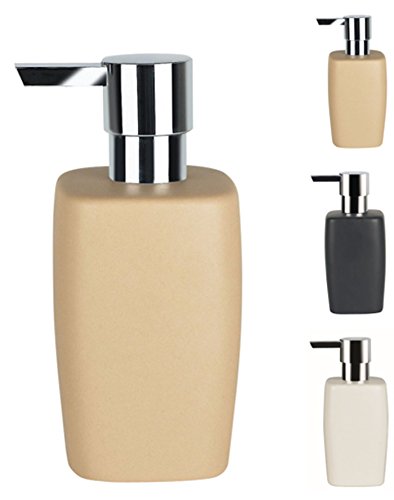 Spirella Seifenspender Retro | mit edelstahlfarbener Pumpe | Flüssigseifen-Spender | Porzellan | 300ml | Langliebig und Robust | Bahama Beige von Spirella