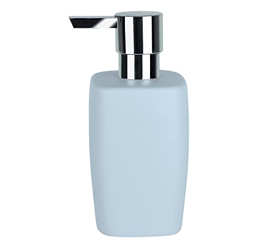 Spirella Seifenspender Retro | mit edelstahlfarbener Pumpe | Flüssigseifen-Spender | Porzellan | 300ml | Langliebig und Robust | Pastellblau, Blue, Standard von Spirella