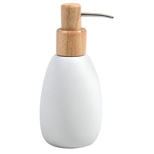 Spirella Seifenspender Sven | mit Pumpe | Flüssigseifen-Spender | Polyresin | 300ml | Langliebig und Robust | Weiß Holz, White, Standard von Spirella