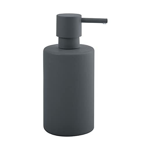 Spirella Seifenspender Tube | mit Edelstahlpumpe | Flüssigseifen-Spender | Porzellan | 300ml | Langliebig und Robust | matt Grau, Grey, Standard von Spirella