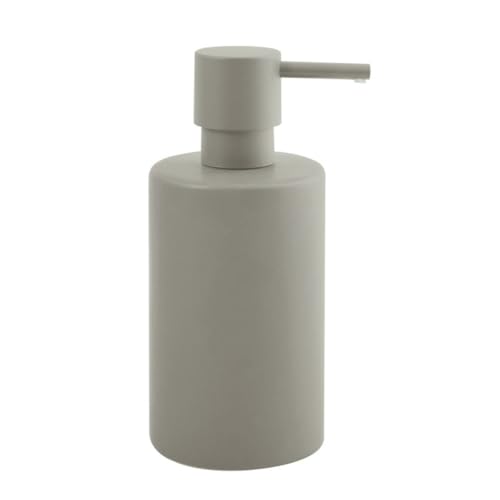 Spirella Seifenspender Tube | mit Edelstahlpumpe | Flüssigseifen-Spender | Porzellan | 300ml | Langliebig und Robust | matt Taupe, Brown, Standard von Spirella