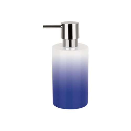 Spirella Seifenspender Tube | mit Edelstahlpumpe | Flüssigseifen-Spender | Porzellan | 300ml | Langliebig und Robust | Blau/Weiß von Spirella