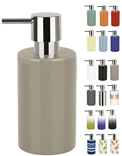 Spirella Seifenspender Tube | mit Pumpe | Flüssigseifen-Spender | Porzellan | 300ml | Langliebig und Robust | Taupe/Graubraun von Spirella