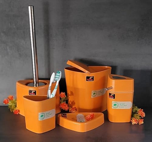 Spirella Trix Eco Badset / Badezimmer Sortiment Orange 5-Teilig von Spirella