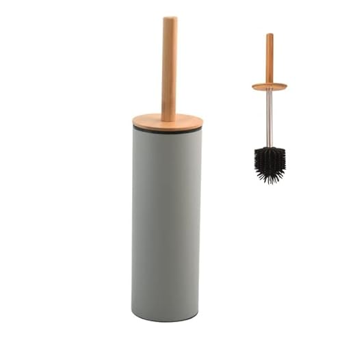 Spirella WC Bürste Klobürste Toilettenbürste „Adonis“ mit hygienischem Behälter Bambus Deckel und Silikon Bürstenkopf Taupe von Spirella