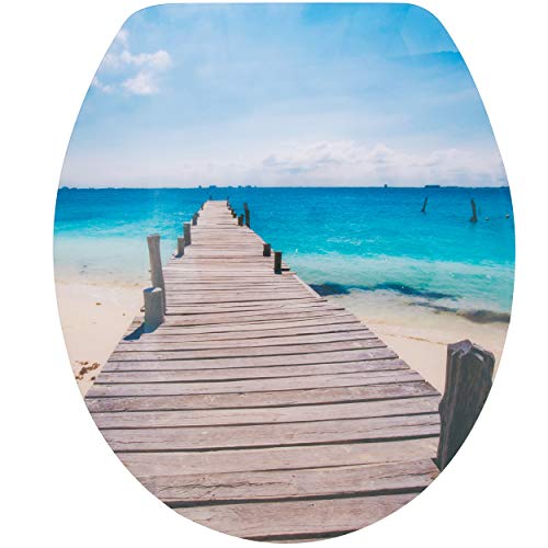 Spirella WC Deckel MDF mit Absenkautomatik Malediven mit High Gloss Finish und Schnellbefstigung Scharniere aus Edelstahl, Multi-Colored Spirella WC Deckel MDF mit Absenkautomatik Malediven mit High Gloss Finish und Schnellbefstigung Scharniere aus Edelstahl, Multi-Colored von Spirella