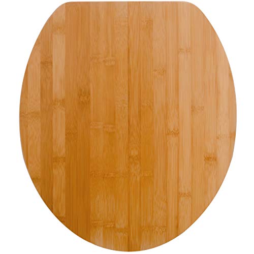 Spirella WC Deckel mit Absenkautomatik Oslo Bambus mit High Gloss Finish und Fast/Fix Scharniere aus Edelstahl-per Knopdruck abnehmbar, Brown von Spirella