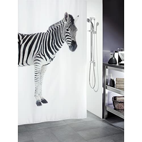 Spirella Zebra Black Duschvorhang 180 x 200cm. (Breite x Höhe), schwarz und weiß von Spirella