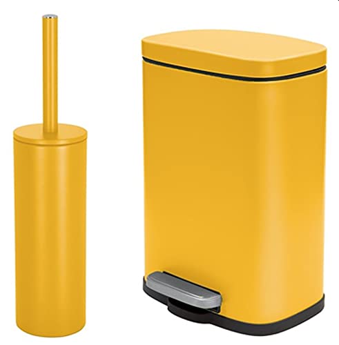 spirella Badset 2 TLG. Kosmetikeimer mit Absenkautomatik und WC Bürste Edelstahl Sun Gelb spirella Badset 2 TLG. Kosmetikeimer mit Absenkautomatik und WC Bürste Edelstahl Sun Gelb von Spirella