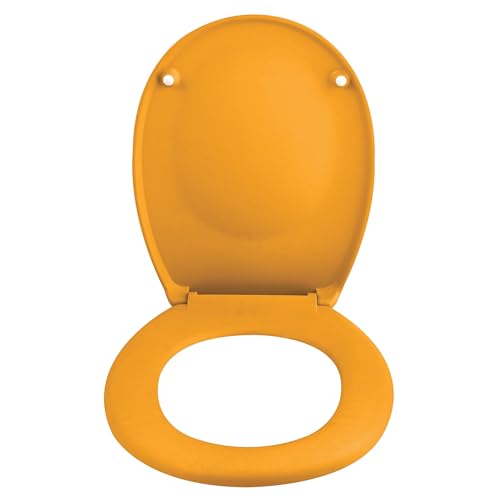 Spirella Premium Toilettendeckel oval Klodeckel mit matten Finish und Softclose Absenkautomatik. Antibakterielle Klobrille aus Duroplast und rostfreiem Edelstahl-Gelb, Thermo hart ABS, Yellow von Spirella