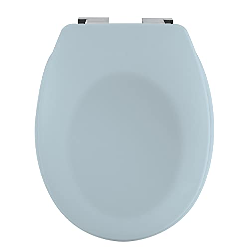 spirella Premium Toilettendeckel oval Klodeckel mit matten Finish und Softclose Absenkautomatik. Antibakterielle Klobrille aus Duroplast und rostfreiem Edelstahl - Ice Blau von Spirella