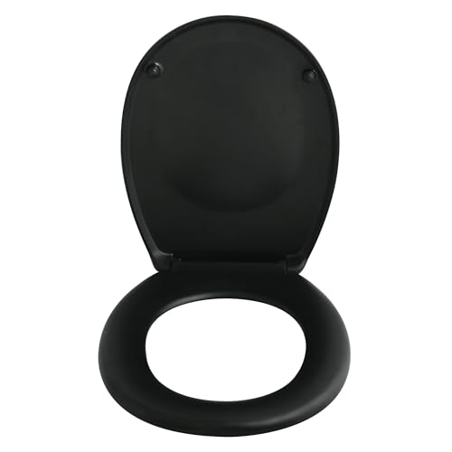 Spirella Premium Toilettendeckel oval Klodeckel mit matten Finish und Softclose Absenkautomatik. Antibakterielle Klobrille aus Duroplast und rostfreiem Edelstahl-Schwarz, Thermo hart ABS, Black Spirella Premium Toilettendeckel oval Klodeckel mit matten Finish und Softclose Absenkautomatik. Antibakterielle Klobrille aus Duroplast und rostfreiem Edelstahl-Schwarz, Thermo hart ABS, Black von Spirella