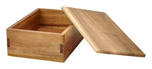 Spiretro Aufbewahrungsbox aus Holz mit Deckel, Aufbewahrungskiste zum Organisieren von Schmuck, Münzen, Karten, Schätzen, Kräutern, natürliche Akazien-Dekorationsbox, braun, 20 x 15 x 7,5 cm von Spiretro