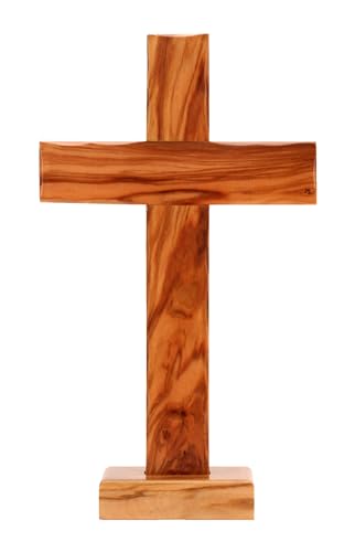 Spiretro Handgefertigtes Olivenholzkreuz aus Bethlehem – Wandbehang oder Tischaufsteller – 15,2 x 26 cm von Spiretro