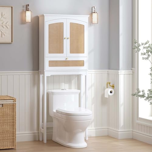 Spirich Toilettenschrank über dem Toilettenschrank, Badezimmer über dem Toilettenschrank mit Türen und verstellbaren Ablagen von Spirich