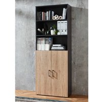 Aktenschrank hoch in Holzoptik Hickory Anthrazit von Spirinha