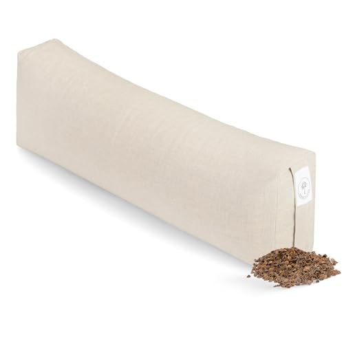 Leinenstoff Yoga Bolster Eckig | Yoga Bolster Yin Yoga mit Bio-Buchweizenschalen | Perfekt Für Brustöffnung Und Rückbeugen | Waschbar Und Reisefreundlich | Natürliches Leinen Grau - Eckig 70x23x10cm… von Spirit Love