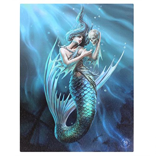 Sailors Ruin – Meerjungfrau/Siren hält ein Totenkopf von Künstler Anne Stokes – Leinwand Bild auf Rahmen Wandplakette/Wand Kunst von Spirit of Equinox