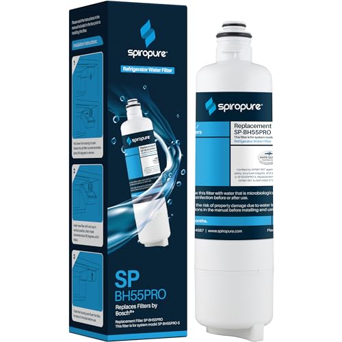 SpiroPure SP-BH55PRO NSF-zertifizierter Kühlschrank-Wasserfilter, kompatibler Ersatz für Bosch Ultra Clarity Pro BORPLFTR50 BORPLFTR55 11032531 RA450022 REPLFLTR55 (1 Stück) von SpiroPure