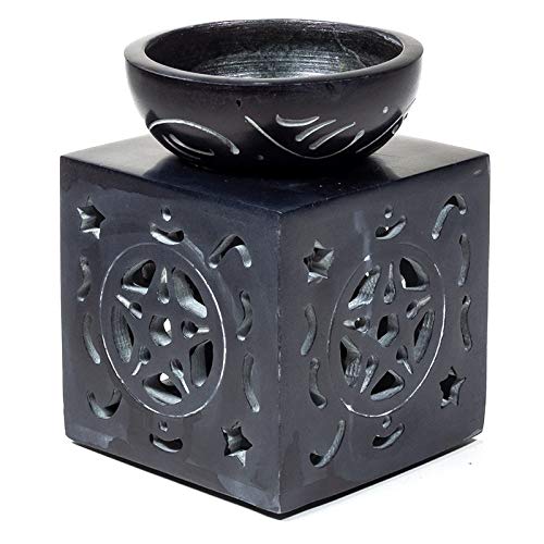 Duftlampe Pentagramm schwarzer Speckstein von Spiru