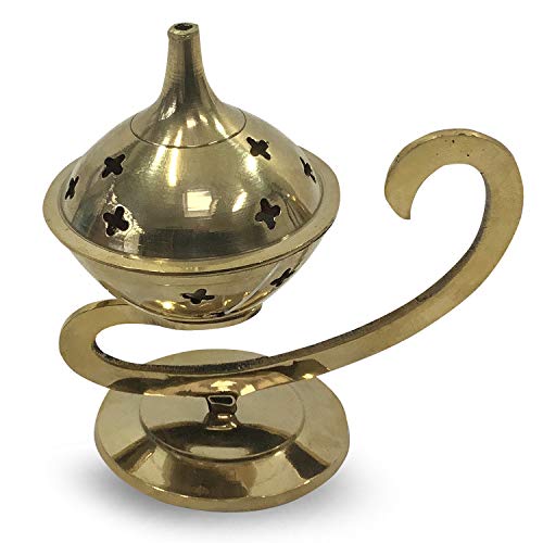 Green Tree Messing Räucher Brenner mit Griff, 10 cm Höhe von Spiru