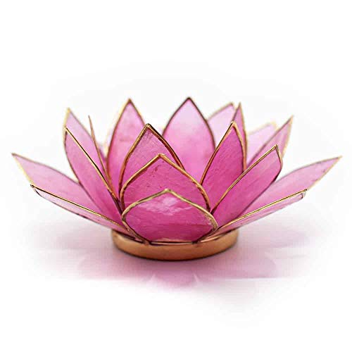 Spiru Lotus Atmosphärisches Teelichthalter Hell Rosa-Goldrand von Spiru