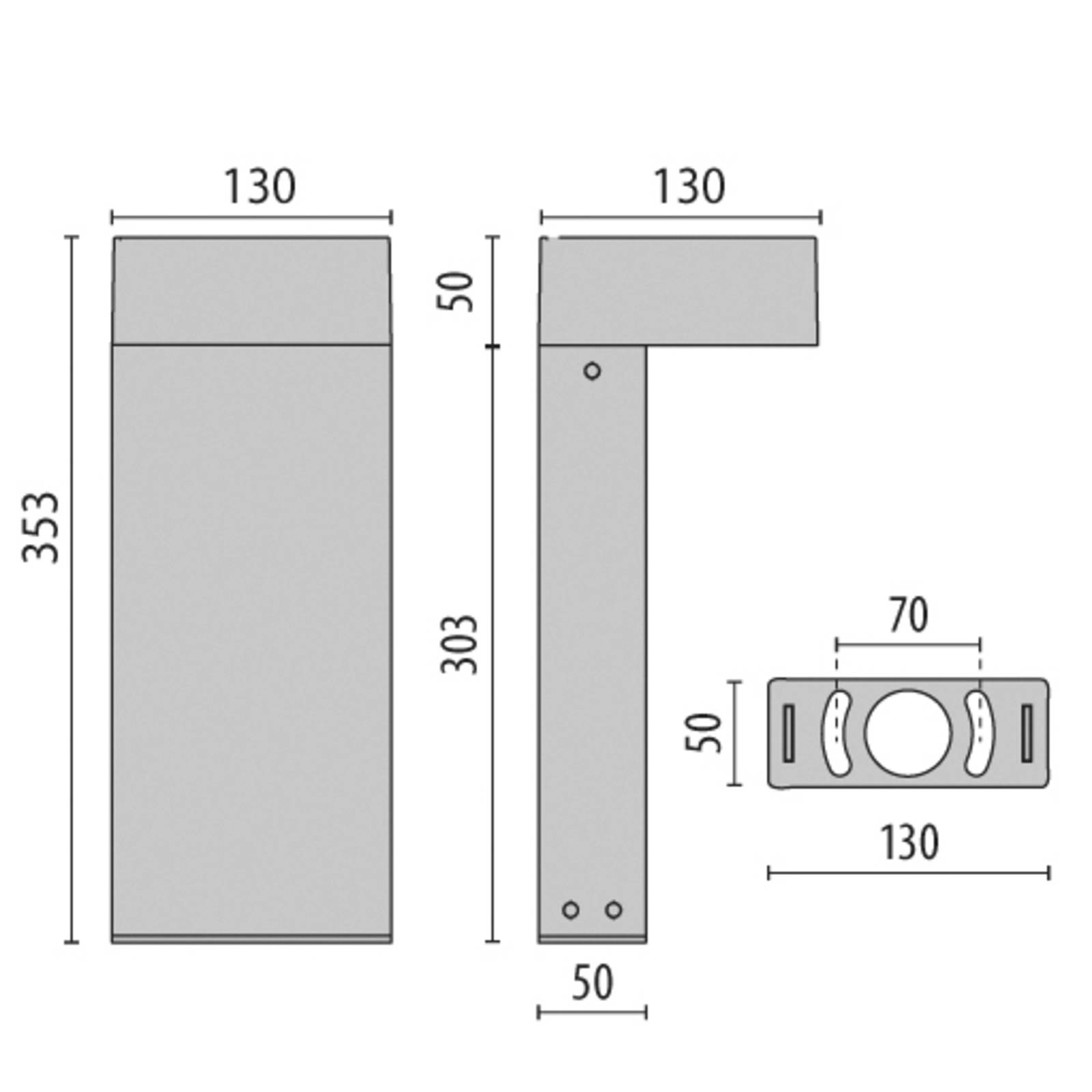 Graue LED-Sockelleuchte Mimik 10 Post 300 4.000K von Performance in Lighting