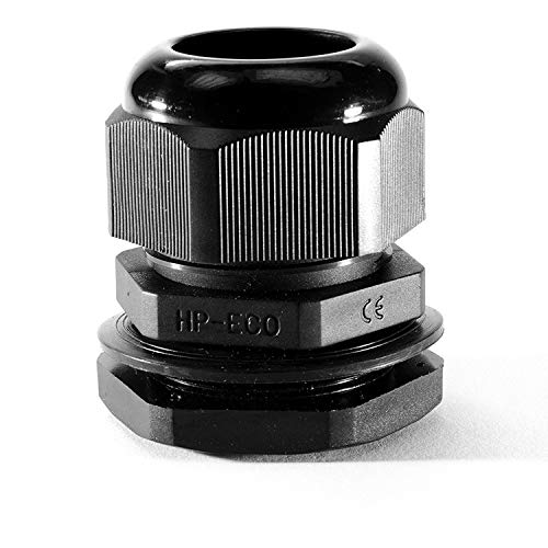 Kabelverschraubung Kabelverbinder in Schwarz Größe PG21 mit Gegenmutter, zur Kabeldurchführung, Polyamid, 10 Stück von HP-ECO