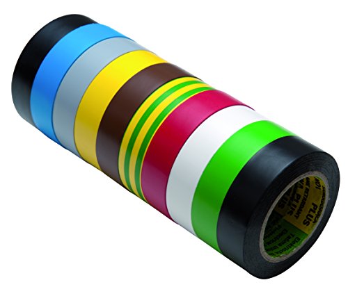 Isolierband Reparaturband Set in verschiedenen Farben, Länge 10 m, Breite 15mm, 10 Rollen, universell für den Elektrobereich, erfüllt VDE, ÖVE & SEV von Spitzenspannung Elektrotechnik