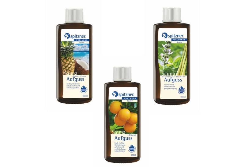 Spitzner Aufgusskonzentrat Spitzner Saunaaufguss 3 Düfte Ananas Kokos Orange Zitronengras mit von Spitzner