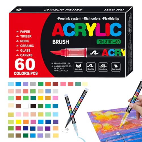 Acrylfarben-Set mit 60 Farben, Malstift, Kunstbedarf, sonnenbeständig und wasserdicht, für Steinmalerei, Glas, Papier, Holz, Ei, Leinwand, Keramik, Stoff, Leder, Handwerk Acrylfarben-Set mit 60 Farben, Malstift, Kunstbedarf, sonnenbeständig und wasserdicht, für Steinmalerei, Glas, Papier, Holz, Ei, Leinwand, Keramik, Stoff, Leder, Handwerk von Spizummp