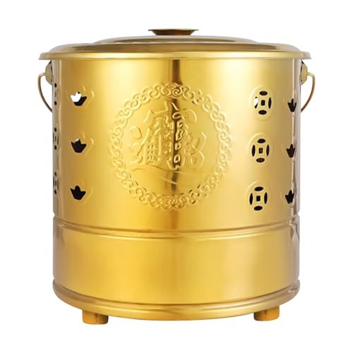 Spizummp Papierbrenner – Edelstahl-Papierverbrennungseimer – Deckel mit Deckel, traditionelles Ritualzubehör für Garten, , Balkon, Terrasse, Hinterhof, , Qingming Festival von Spizummp