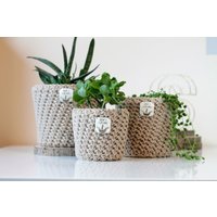 Neutrale Blumentöpfe/Cremefarbene Sukkulentenhalter Gehäkelte Abnehmbare Topfdeckel Set Plastikfreie Beige Innentöpfe Neutrale Blumentöpfe/Cremefarbene Sukkulentenhalter Gehäkelte Abnehmbare Topfdeckel Set Plastikfreie Beige Innentöpfe von SplashInThePuddles