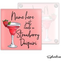 Erdbeere Daiquiri Luxus Glas Untersetzer Cocktail Personalisierter Untersetzer, Personalisiert, Vatertagsgeschenk, Weihnachten, Geburtstagsgeschenk von Splashio