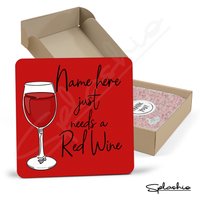 Rotwein Handgezeichneter Untersetzer - Home Bar Geburtstagsgeschenk. Secret Santa Rotwein-Untersetzer Personalisierte Getränke-Untersetzer von Splashio