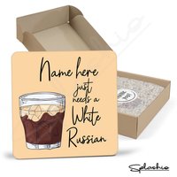 Untersetzer - White Russian Cocktail Personalisierter Untersetzer, Personalisiert, Vatertagsgeschenk, Geheimer Weihnachtsmann, Geburtstagsgeschenk von Splashio