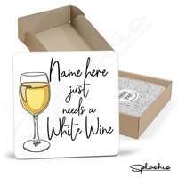 Weißwein Handgezeichnete Untersetzer - Home Bar Geburtstagsgeschenk. Secret Santa Handgezeichneter Weißwein-Untersetzer Personalisierte von Splashio